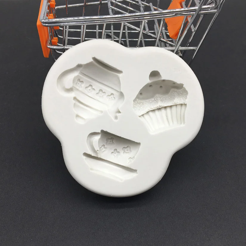 Lote o Bule Ferramentas de Decoração do Bolo Atacado Forma 100% Platina Silicone Sugarcraft Molde Fondant 10 Pçs –