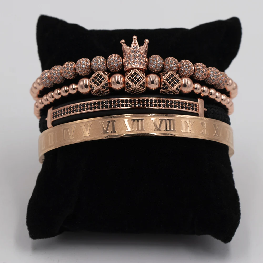 Мода 2019 новый роскошный Римский Королевский браслет с шармом короной для мужчин
