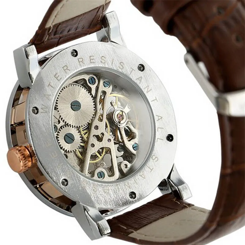 Модные Роскошные мужские часы с кожаным ремешком из нержавеющей стали