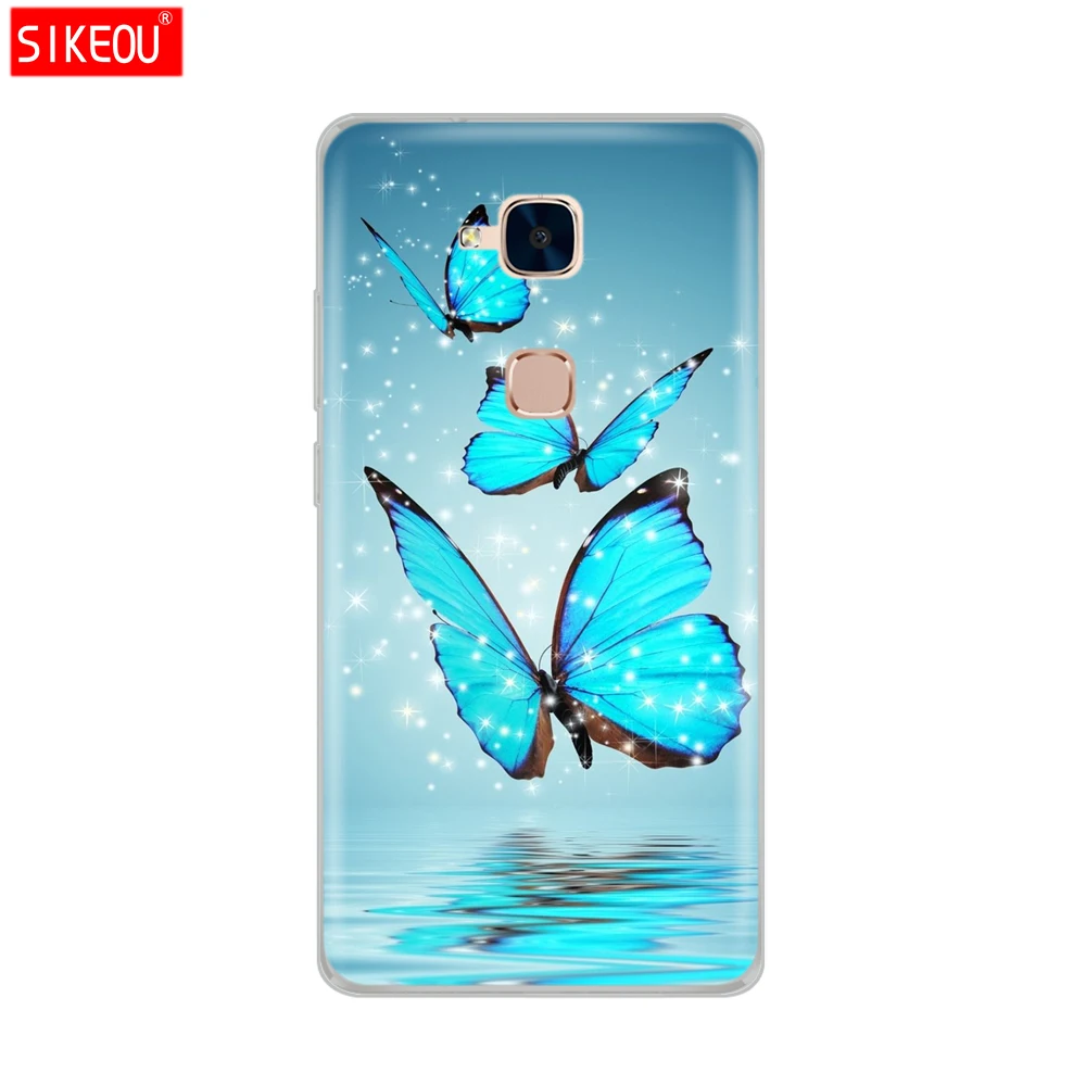 SIKEOU cover phone case for huawei honor 5C soft tpu sillicone transparent summer flower lion tiger cat painting |