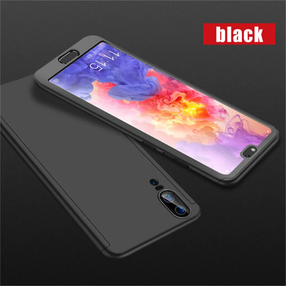 Black Хит 360, полностью противоударный чехол для телефона huawei P30 Pro P20 Lite mate 10 20 Nova 3 4 Honor 7A 7C Y6 Y7 Y9 P Smart Plus - Цвет: Black