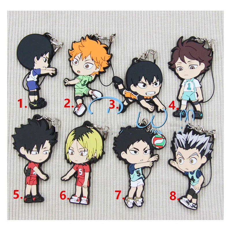 1 шт. аниме брелок Nekoma Karasuno Haikyuu! Резиновая подвеска для школьного волейбола Hinata