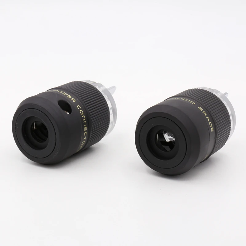 2pcs Transparent Rhodium AU Mains Power Plug Male Copper Connector Cable Cord 3 Pin HiFi