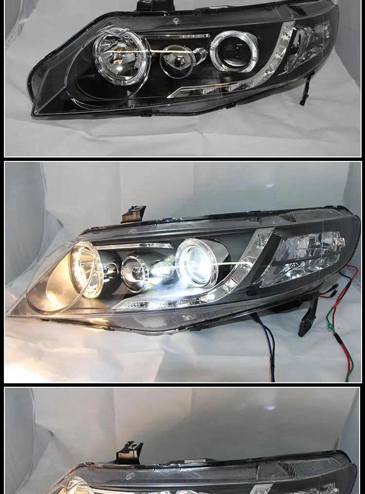 Hireno фары для 2006-2011 Honda Civic передних фар сборки светодиодный DRL ангел объектив двойной луч ксеноновые 2 шт