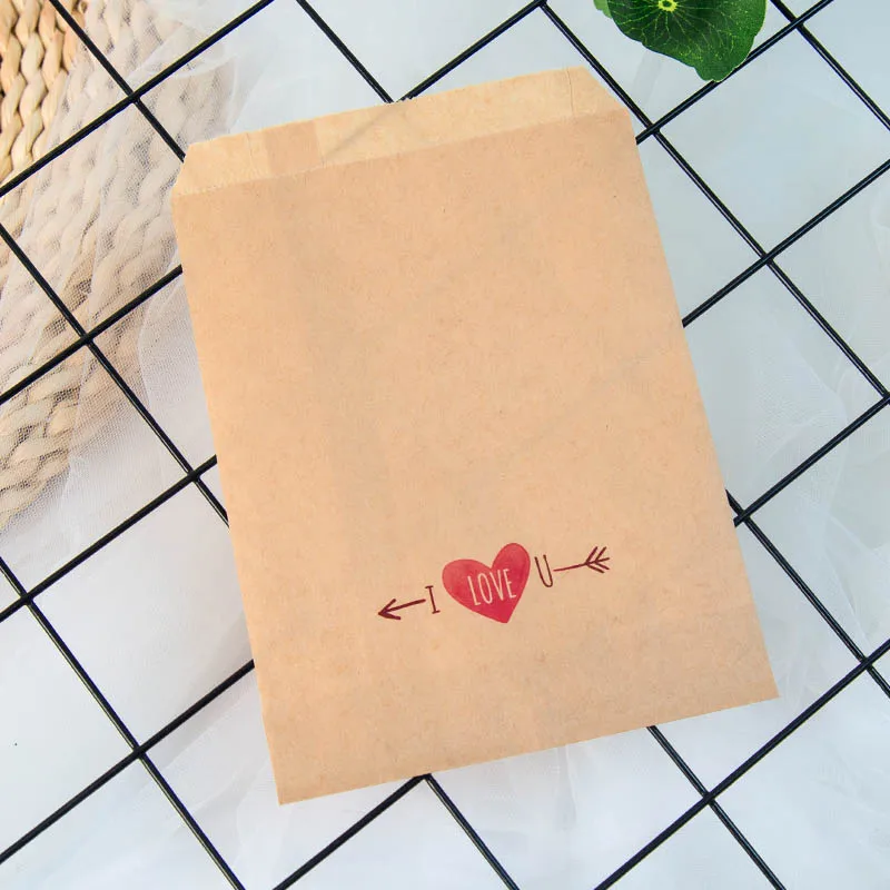 25pcs/Lot I love you Wedding Favor Bag,Bakery Bags for Cookies, Popcorn,Candy, Gifts Valentine's Day Party Favor Bags