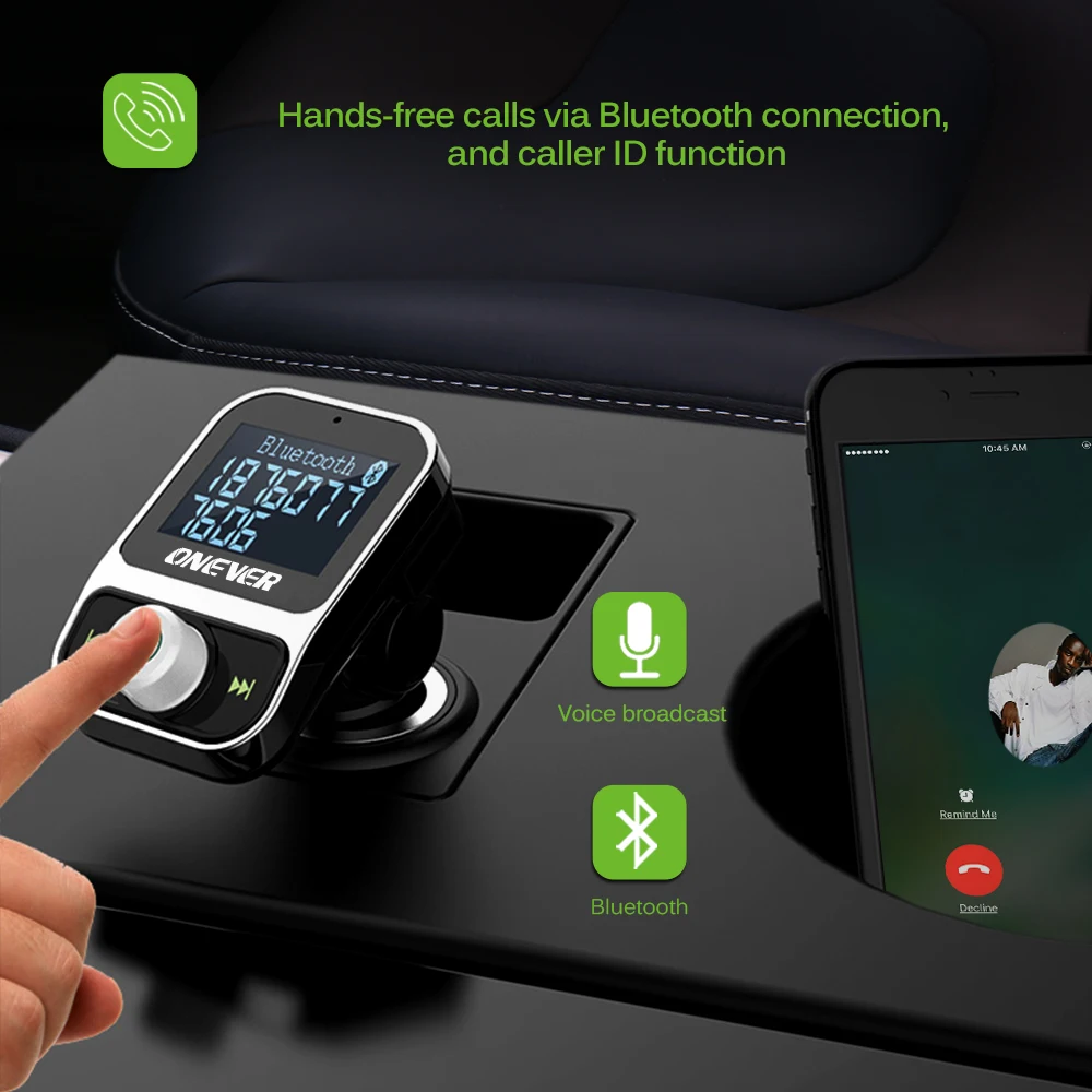 ONEVER Автомобильный MP3 плеер fm передатчик Беспроводной Bluetooth модулятор громкой