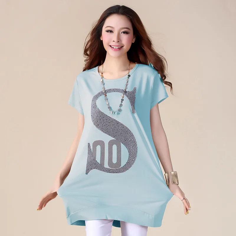 Summer women t-shirt 2018 new Large size short-sleeved thin female T-shirt loose medium long Round neck ladies top cw211 | Женская