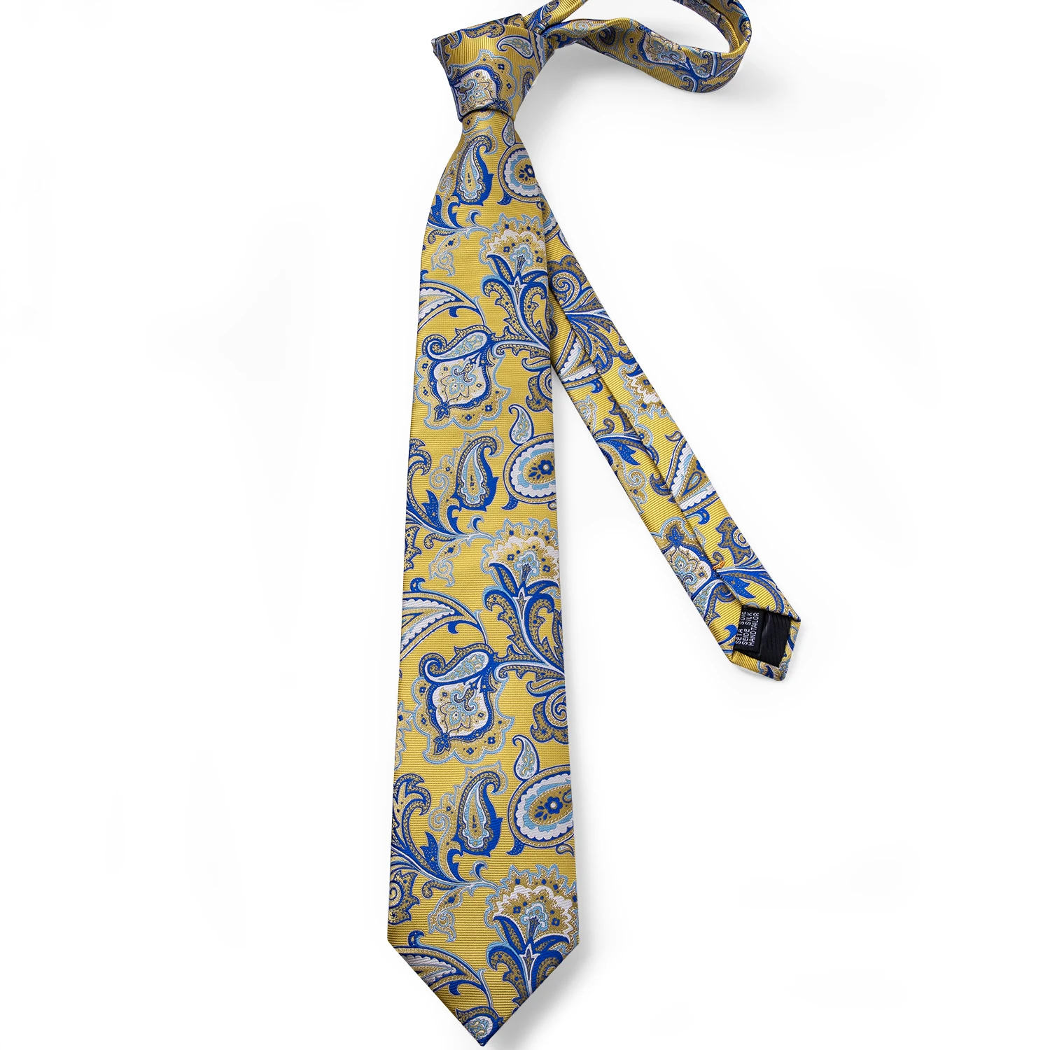 Мужской галстук Свадебный золотистого и синего цвета в стиле Пейсли набор