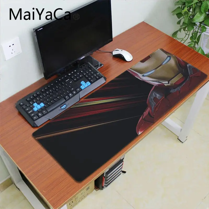 Lock Edge 30X70cm Maiyaca Железный человек противоскользящие прочные резиновые компьютерные коврики настольная клавиатура Коврик для мыши 700x300 мм геймер большой Офисный Компьютерный стол коврик - Цвет: Lock Edge 30X70cm