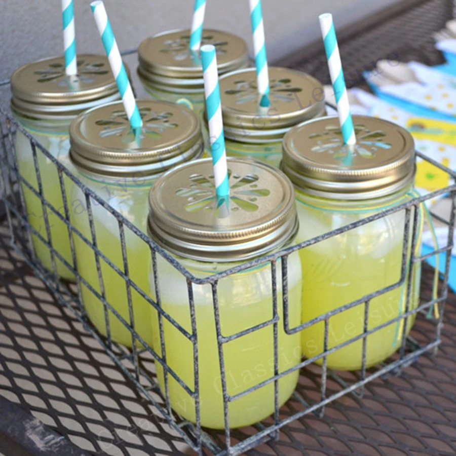 8 золотых крышек каменщика цветок ромашки банки и соломинки не включены питьевые