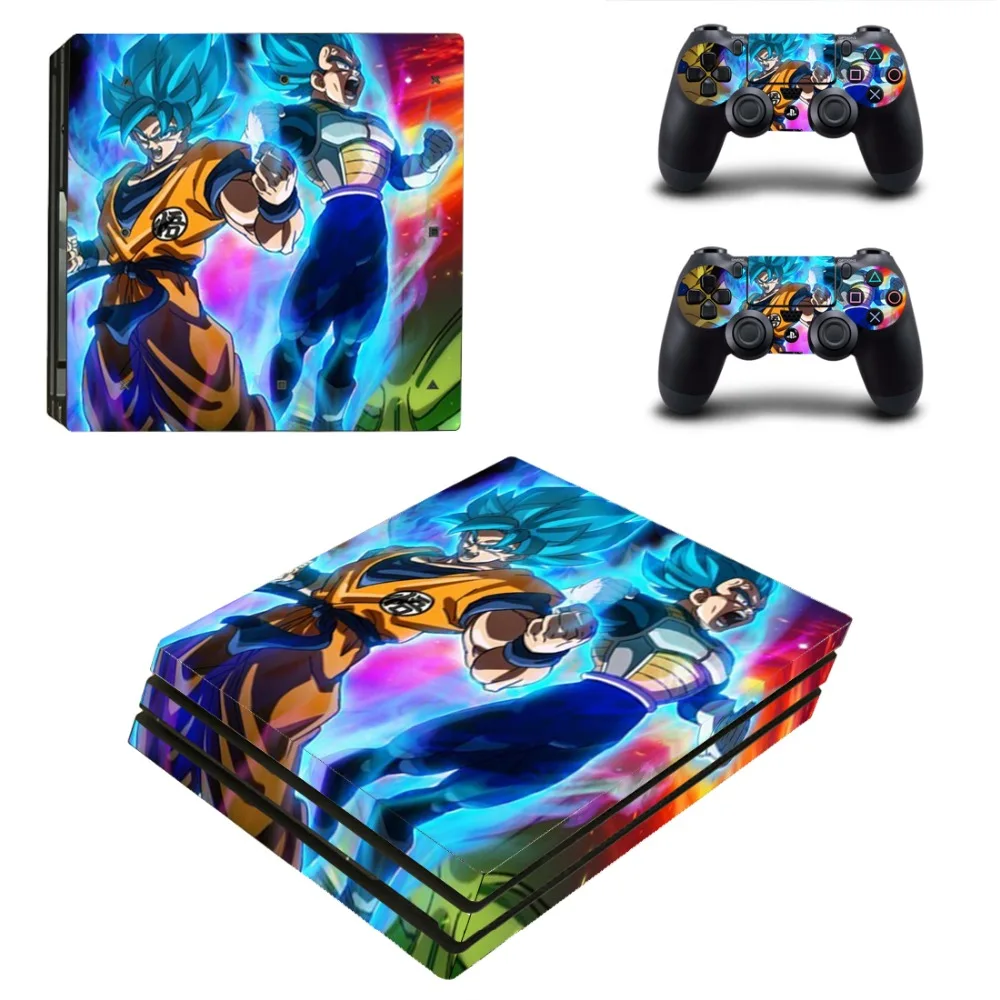 Виниловая наклейка на кожу для консоли Playstation 4 и 2 контроллеров PS4 Pro аниме Dragon Ball