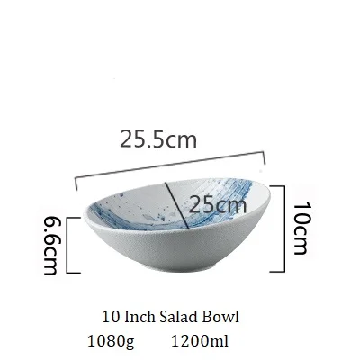 10 Inch Salad Bowl NIMITIME, западный стиль, керамическая овальная миска для риса, Салатница, фруктовое блюдо, чашка для воды, кофейная чашка, набор посуды - Цвет: 10 Inch Salad Bowl