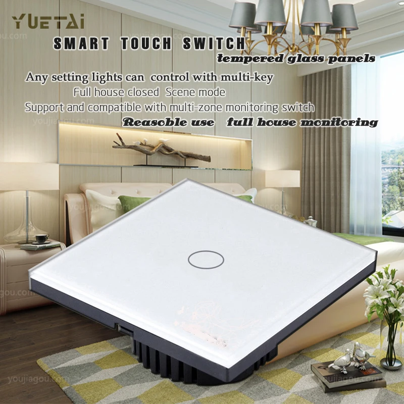 UK VERSION Tempered Glass Touch Wall Light Switch 100V-240V Smart Home Обустройство дома