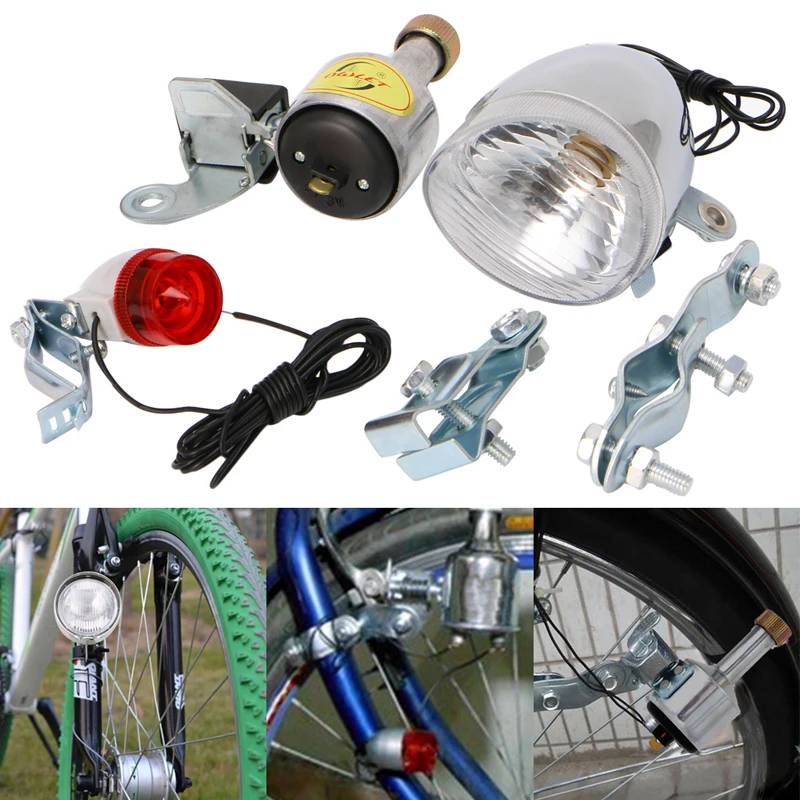 Bicycle Motorized Bike Friction Dynamo Generator Head Tail Light With Acessories Bike Accessories