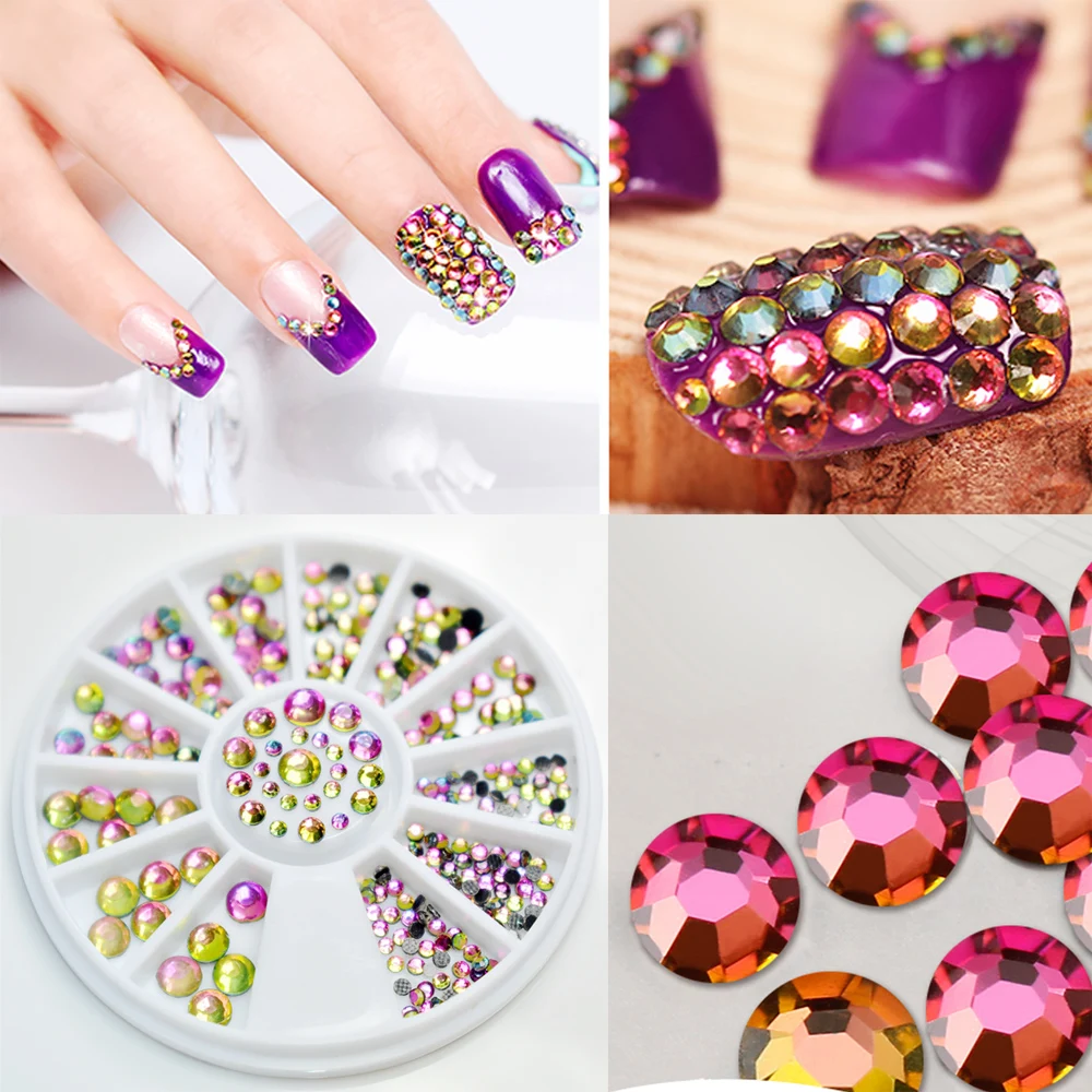 Смешанный Размер Плоская задняя 3D украшение для ногтей огненное пламя AB Стразы