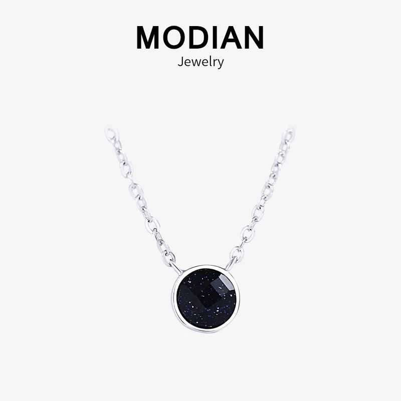 MODIAN, чистое 925 пробы, серебряное, Галактическое, нутурное, черное, круглая форма, цепочка, колье, ожерелье для женщин, роскошное, массивное ювелирное изделие