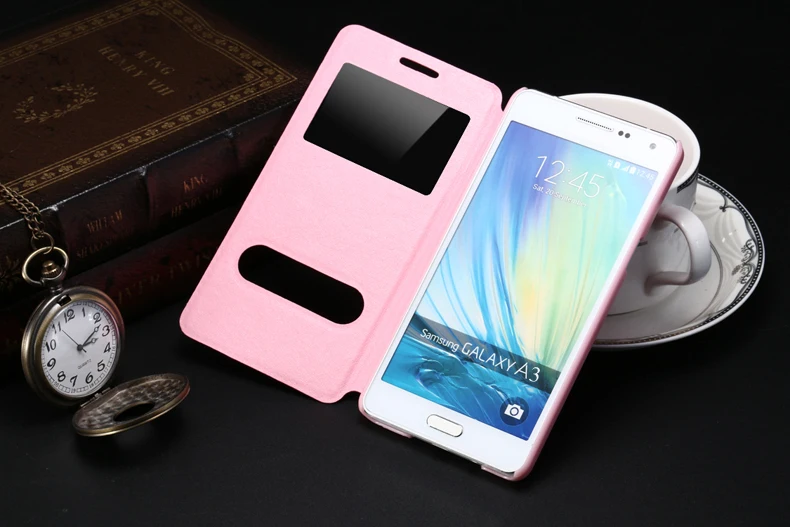 Кожаный чехол с откидным окошком для обзора s для samsung Galaxy A5 A3 A310F A510F A500F чехол Роскошный чехол для телефона