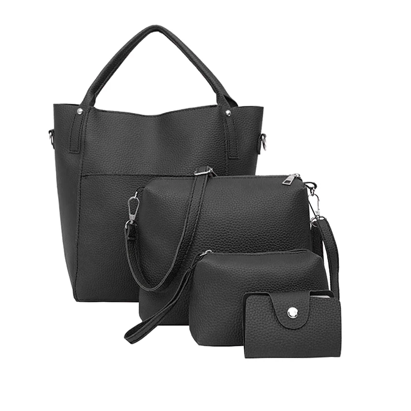 Комплект из 4 предметов женская сумка через плечо сумочка кошелек искусственная