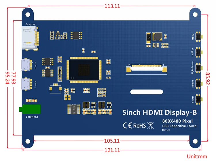 5 дюймовый 800*480 ЖК Дисплей HDMI HD емкостный модуль USB точечный сенсорный экран не