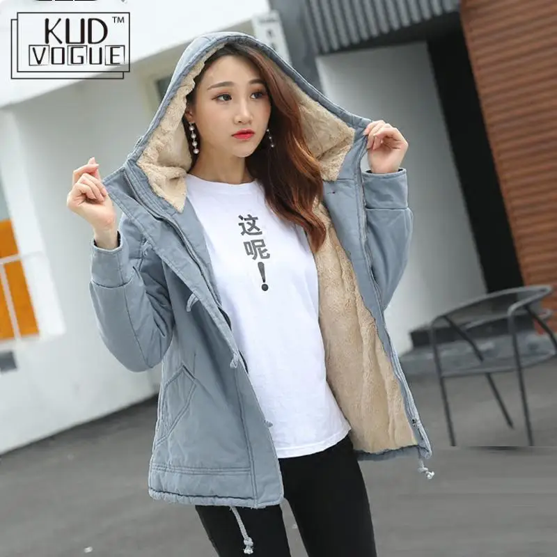 Парка с капюшоном размера плюс зимняя куртка Женское пальто мех теплый карманами