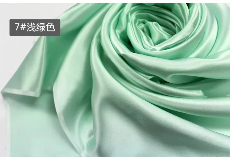 07 light green 19 мм чистая шелковая атласная ткань 114 см 44 дюйма Ширина Серебристый цвет 81 gsm для платья рубашки синий черный 1 м для тестирования образцов - Цвет: 07 light green