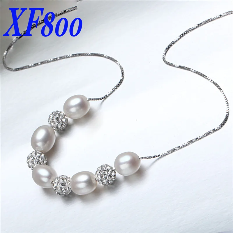 XF800 белое ожерелье с натуральным жемчугом кулон из настоящего пресноводного