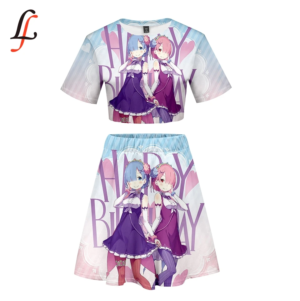 Zero kara Hajimeru Isekai Seikatsu Kpop сексуальный комплект короткая юбка костюм футболка с