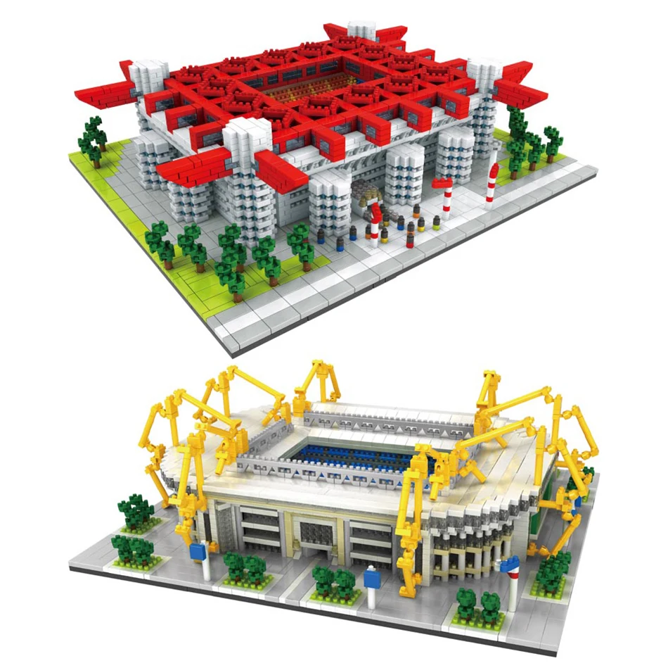 duplo футбольный старый Траффорд Camp Nou Bernabeu San Sir стадион Реал Мадрид Барселона клуб алмазное здание подарочные игрушечные блоки
