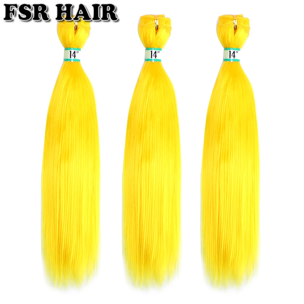 FSR 100 г, цельные, желтые, розовые, для косплея, шелковистые, прямые волосы, пряди, 14-24 дюйма, высокотемпературные, синтетические волосы, плетение