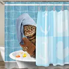 Занавеска для душа в виде кошки, из полиэстера, с капюшоном
