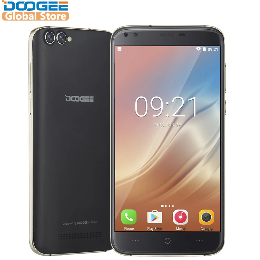 DOOGEE X30 Quad Камера 2x8 0 Мп + 2x5 Android 7 мобильный телефон 3360 мАч 5 ''HD MTK6580A 4 ядра 2 Гб