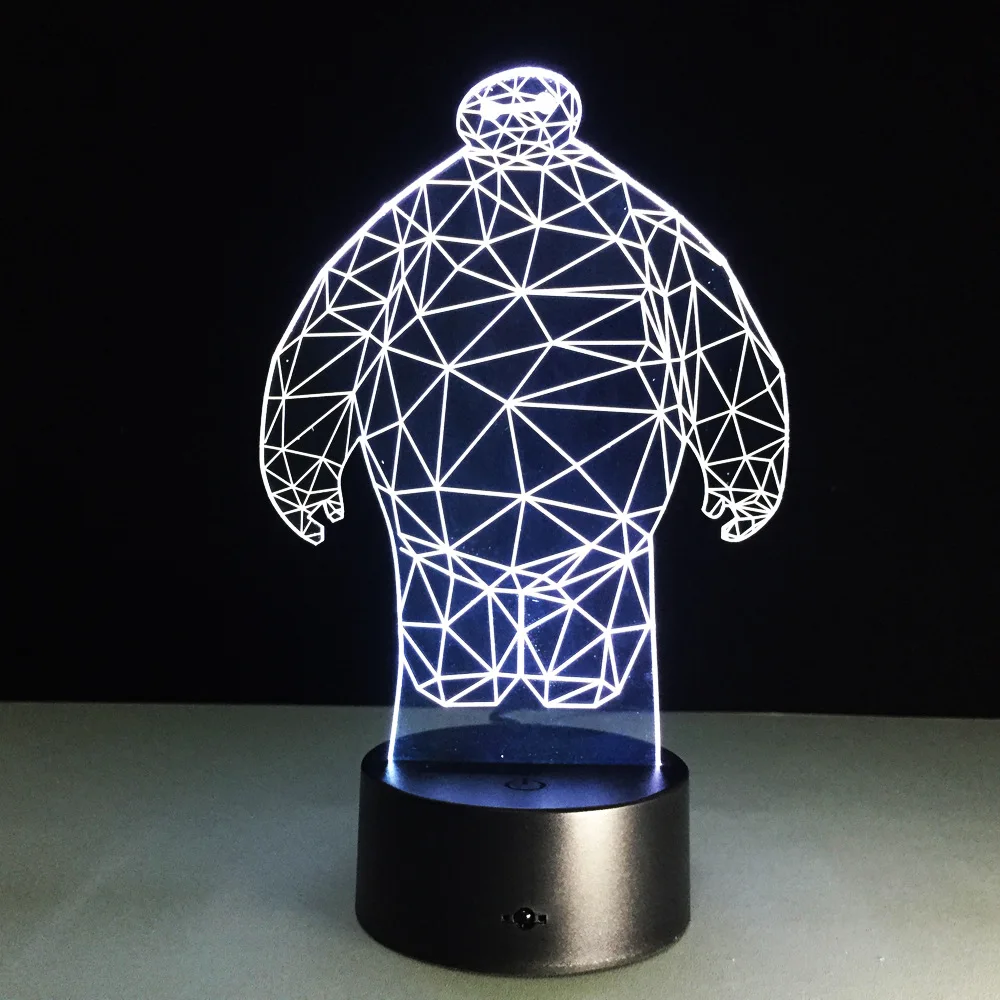 7 видов цветов Изменение Большой Герой светодиодный ночник украшение лампа 3D