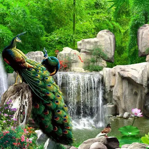 3D настенная роспись природный пейзаж бумага бамбуковый лес водопад постельные