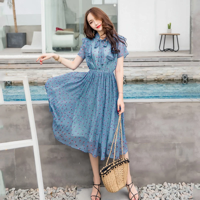 Женское платье с поясом на резинке свободное пляжное короткими рукавами и