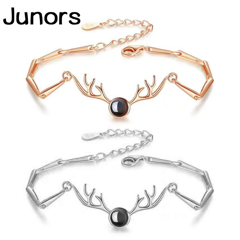 Женский браслет из розового золота на 100 языках с проекцией любви Осенний