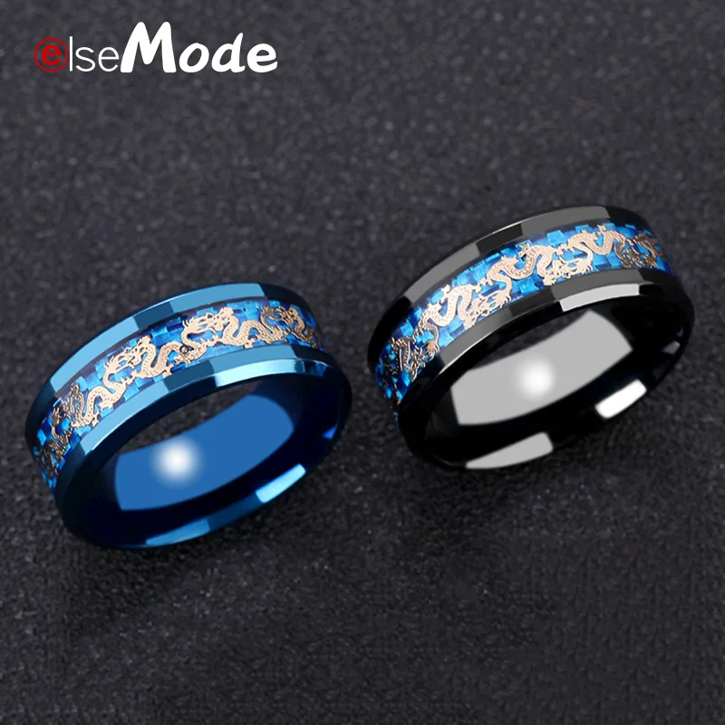 ELSEMODE титановая сталь синий черный мощный дракон углеродное волокно мужские