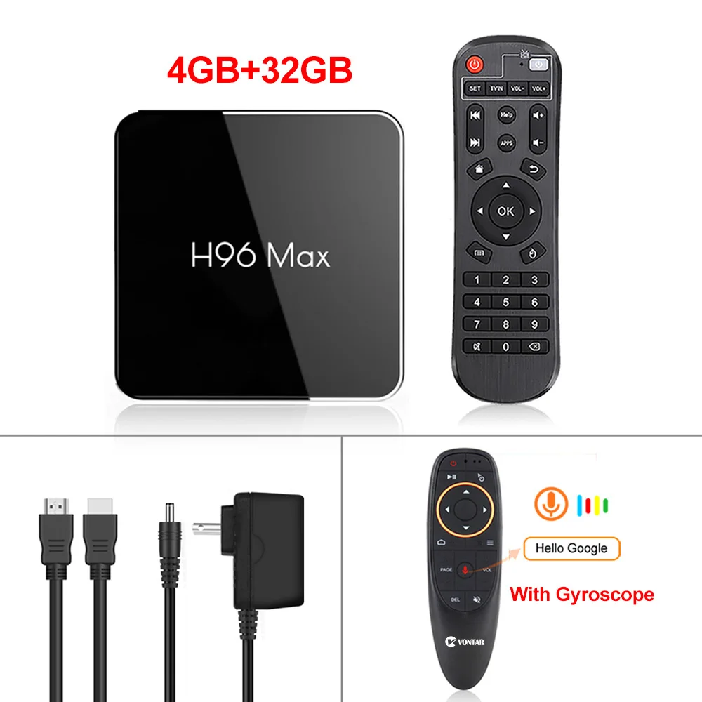 4G32G voice gyro g10 Android 9,0 ТВ приставка H96 MAX X2 Amlogic S905X2 4 Гб 64 Гб H.265 1080p 4K 60fps USB3.0 Google Play смарт-плеер H96 Max медиаплеер - Цвет: 4G32G voice gyro g10