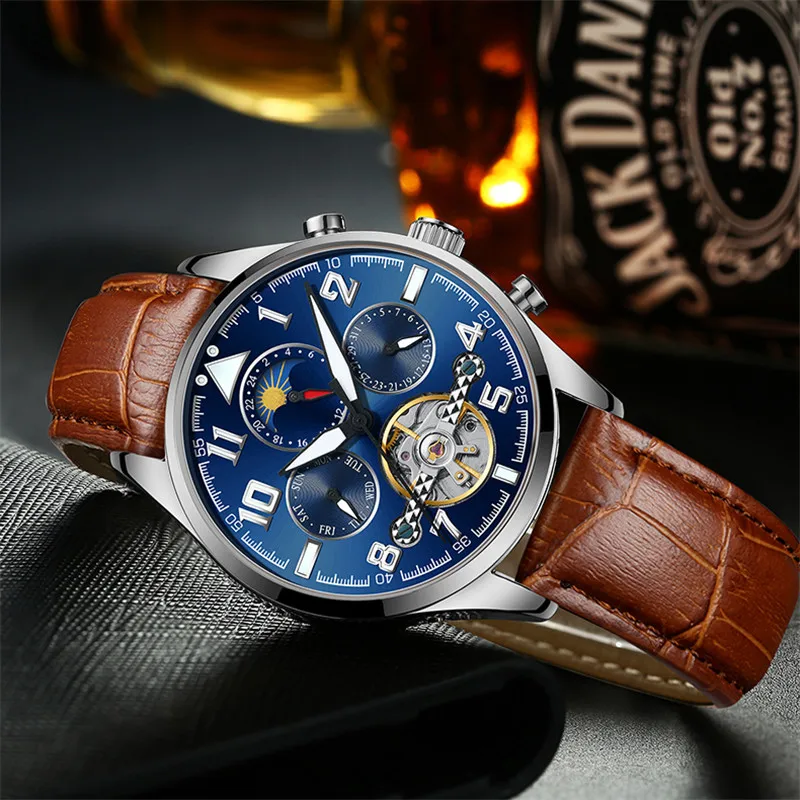 Часы наручные HAIQIN Мужские автоматические брендовые Роскошные модные