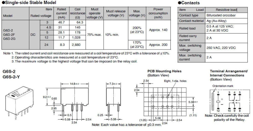 5 шт. Omron G6S-2 реле постоянного тока 5 В, 12 В, 24 В постоянного тока, DPDT 8Pin DIP цепи 2pole реле 2A сигнала нагрузки односторонняя устойчивый