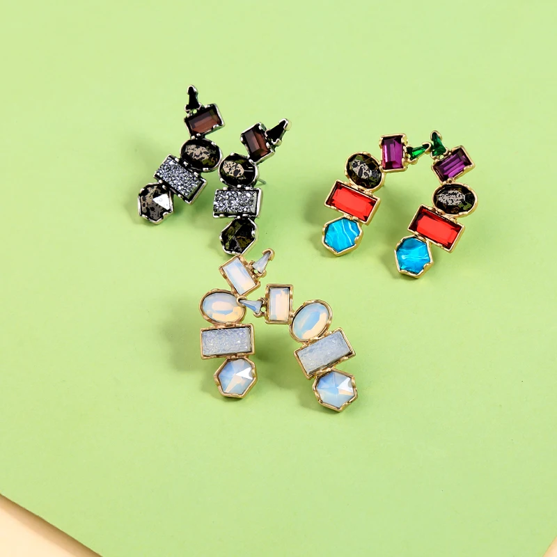 New Arrival Bohimia Clear/Blue/Black Color Resin Stud Earrings For Women Fashion Wedding Gift Jewelry Accessory | Украшения и