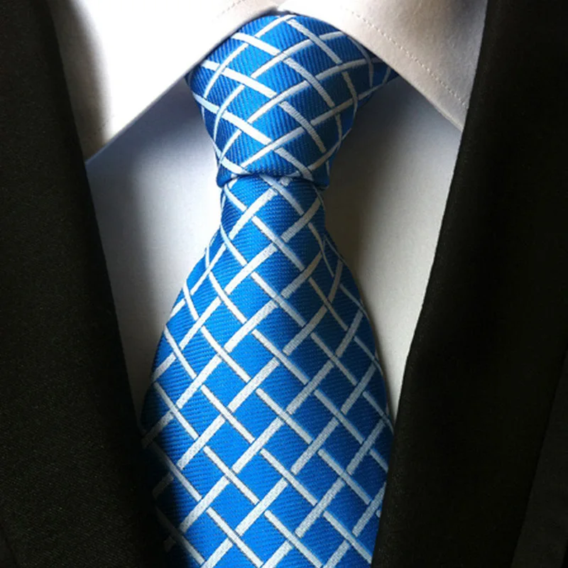 New 8 cm Mens Ties 6 Colors Plaid Tie Men's Business Wedding Party Jacquard Woven 100% Silk Necktie | Аксессуары для одежды