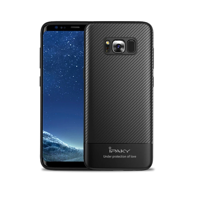 Черный Для samsung galaxy s8 plus Чехол ipaky coque для samsung s8 plus чехол Сельма углеродного волокна кожи силиконовый чехол для galaxy s8 чехол s - Цвет: Черный