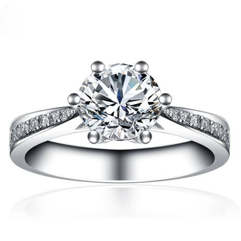 ANI 18K Белое Золото (AU750) обручальное кольцо 0 45 CT сертифицированное I/SI круглое
