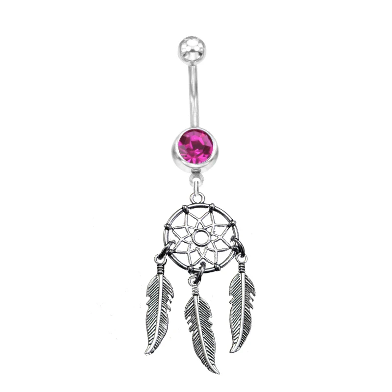 12 шт. модные стразы ловец снов болтающиеся кольца на пуговицах для живота