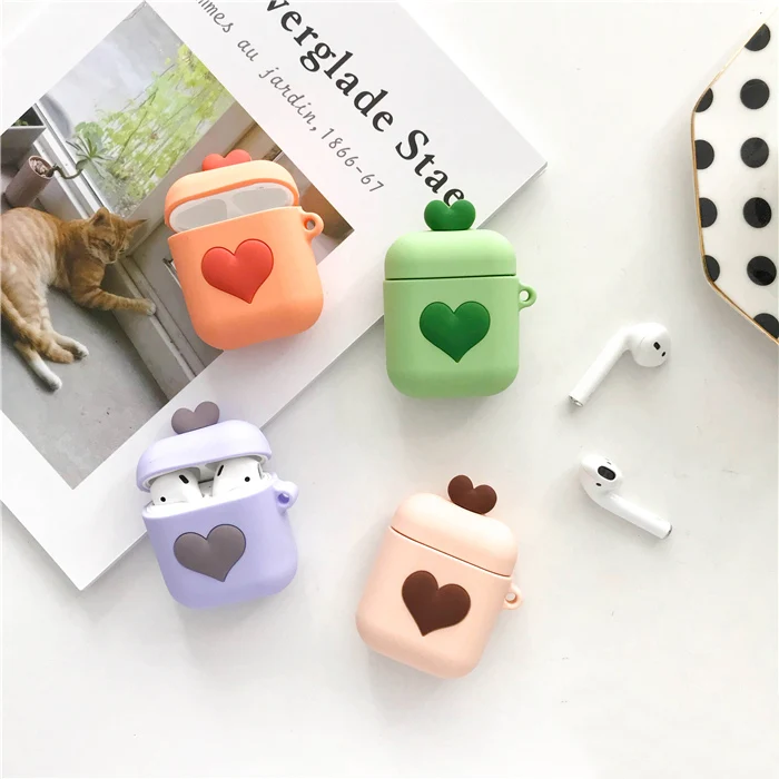 Силиконовый чехол с милым сердечком для Apple Airpods, защитный чехол, Bluetooth, беспроводной чехол для наушников, чехол для зарядки