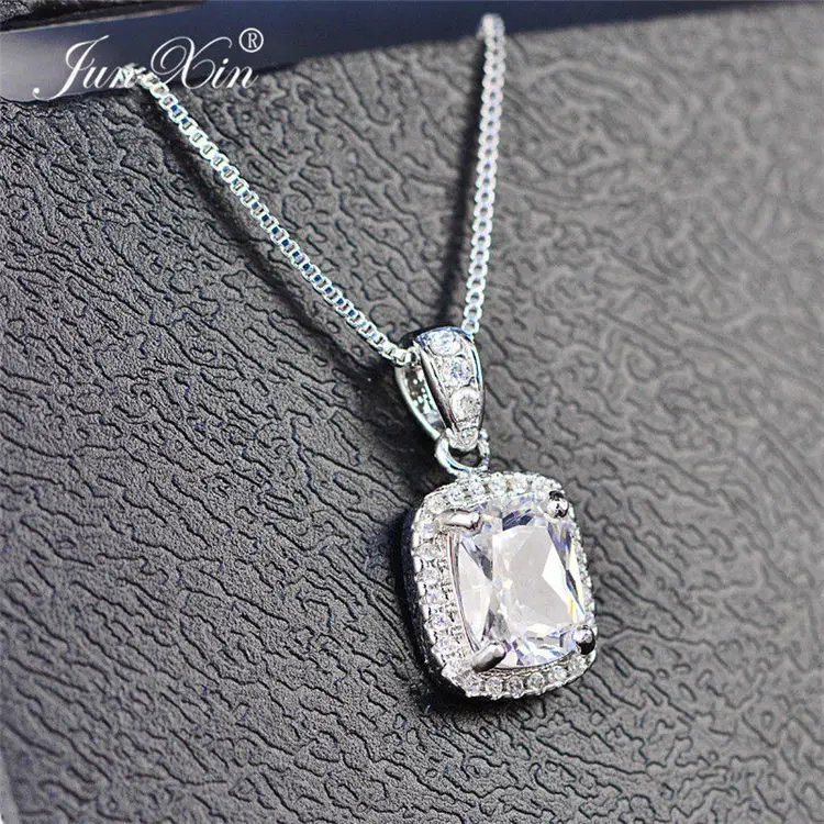 White JUNXIN женские роскошные белые/фиолетовые ожерелья и подвески модные синие огненные опаловые ожерелья для женщин винтажные Свадебные украшения - Окраска металла: White