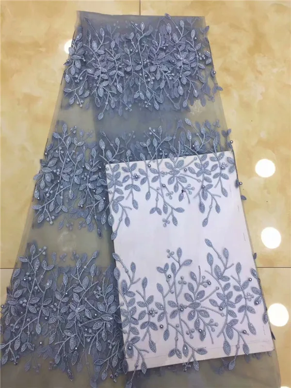 Новый дизайн африканские 3d кружевные ткани с бусинами высокая яркость для