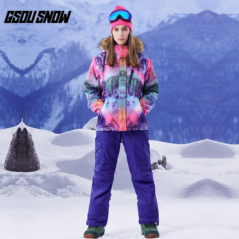 Новинка 2017 женский зимний лыжный костюм GSOU утепленная непродуваемая