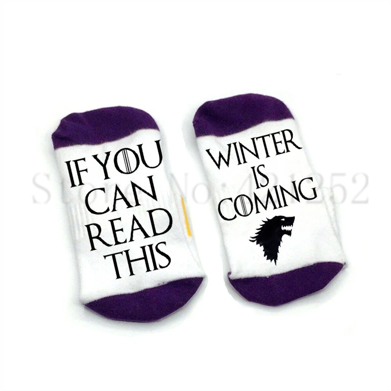 White purple Носки «Игра престолов», если вы можете почитать, что скоро зима, носки, хлопковые эластичные удобные носки унисекс, носки stark - Цвет: White purple