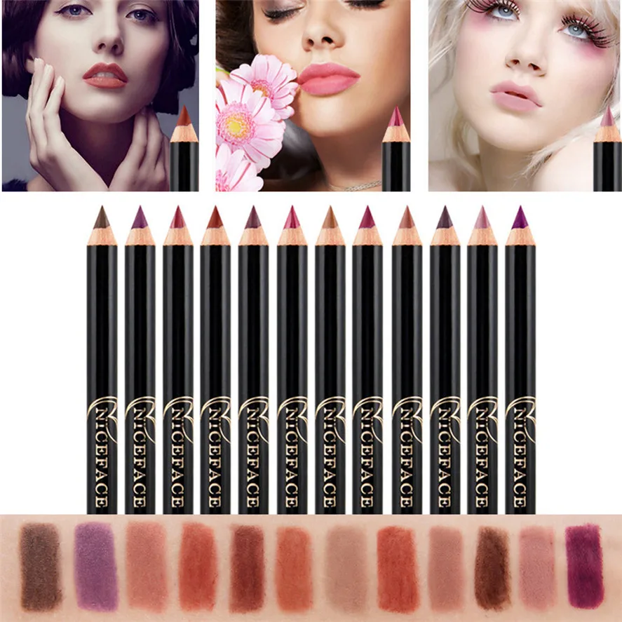 Новый бренд макияж Lipliner 12 шт./компл. видов цветов Профессиональный водостойкий